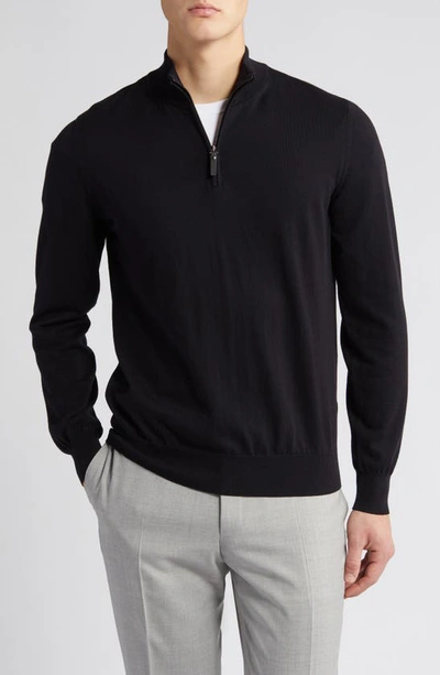 Canali Quarter Zip Wool Sweater In Black