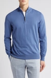 Canali Cotton Half-zip Sweater In Blue