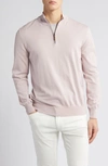 Canali Quarter Zip Cotton Sweater In Pink