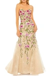 MAC DUGGAL FLORAL EMBROIDERED STRAPLESS MERMAID GOWN