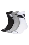 Adidas Originals Assorted 3-pack Trefoil 2.0 Crew Socks In White / Grey/ Black