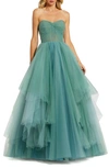Mac Duggal Womens Ruffled Tulle Cocktail And Party Dress In Jade