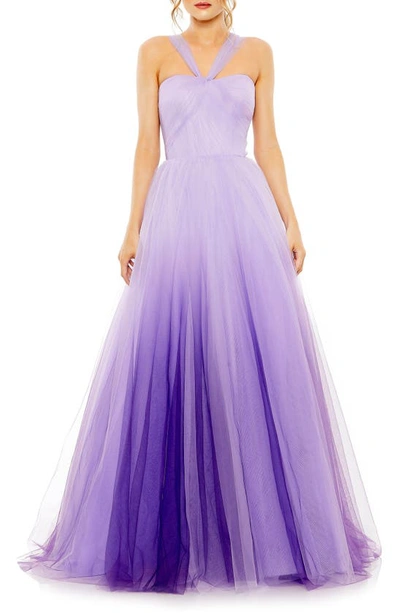 Mac Duggal Ombré Tulle Gown In Purple Ombre