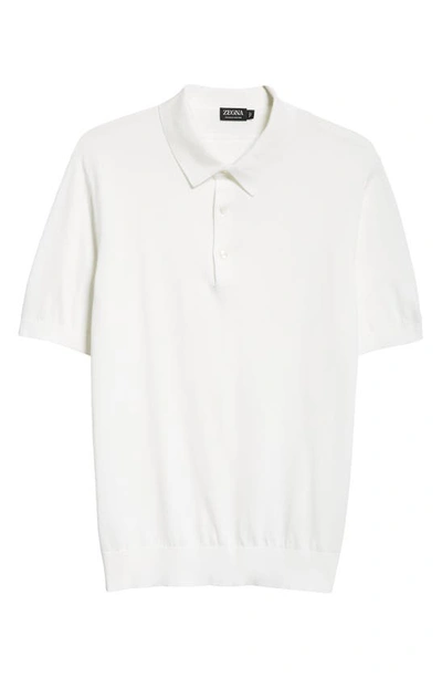 Zegna Premium Cotton Sweater Polo In White