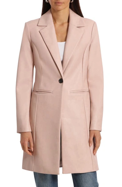 Avec Les Filles Faux-ever Leather™ Longline Blazer In Pink Quartz