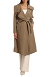 Avec Les Filles Drape Trench Coat In Soft Olive