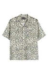 Allsaints Underground Short Sleeve Button Front Camp Shirt In Ash Khaki Green