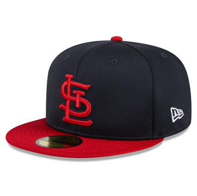New Era Navy St. Louis Cardinals 2024 Batting Practice 59fifty Fitted Hat In Red