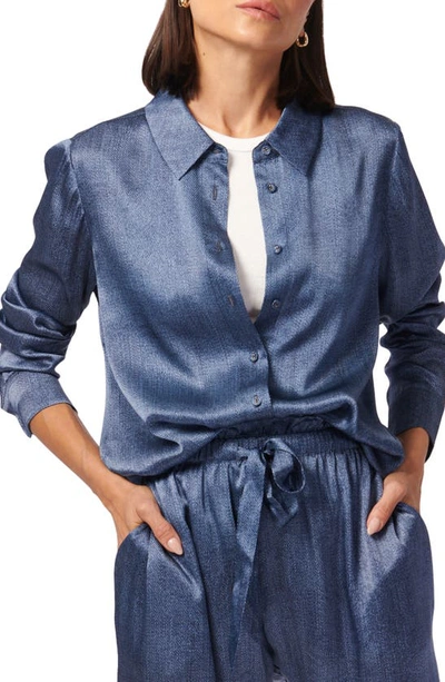 Cami Nyc Crosby Silk Charmeuse Button-up Shirt In Raw Denim