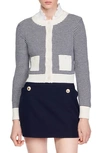Sandro Gestreifter Cardigan In Ecru / Bleu