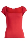 Reformation Square Neck Rib Sweater In Lipstick
