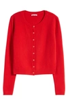 Reformation Clara Cashmere Crew Cardigan In Cherry