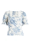 REFORMATION CONSTANCE FLORAL PRINT PUFF SLEEVE TOP