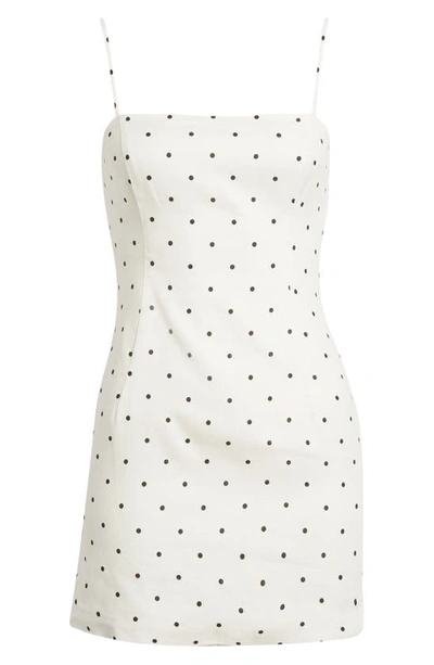 Bardot Joie Polka Dot Linen Mnidress In Black/white Dot
