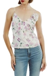 Bardot 3d Floral Accent Wisteria Print Camisole In Lilac Floral