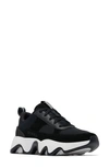 Sorel Kinetic Impact Ii Wonder Lace Womens Suede Chunky Casual And Fashion Sneakers In Black/ Sea Salt