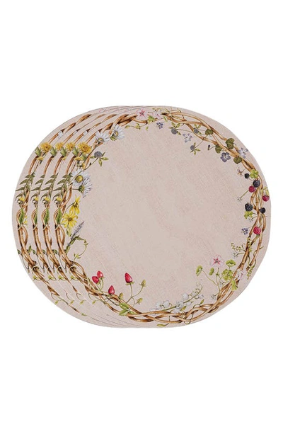 Juliska Meadow Walk Set Of 4 Round Placemats In Beige Multi