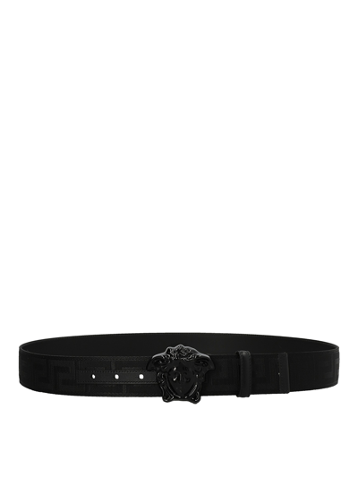 Versace Medusa Logo Buckled Belt In Black