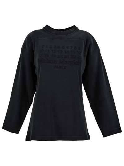 Maison Margiela Women's Rib Cotton Logo Sweatshirt In Black