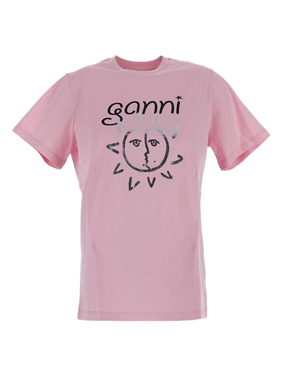 Ganni Cotton T-shirt In Pink