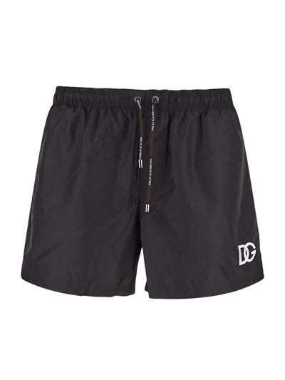 Dolce & Gabbana Logo Swim Short In Grey