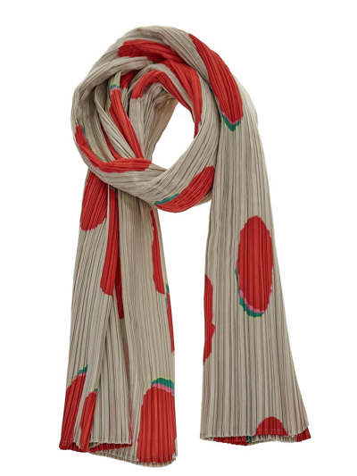 Issey Miyake Pleated Scarf In Neutrals/red