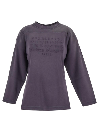 Maison Margiela Numbers Logo Cotton T-shirt In Purple