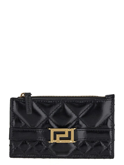 Versace Zipped Wallet In Black