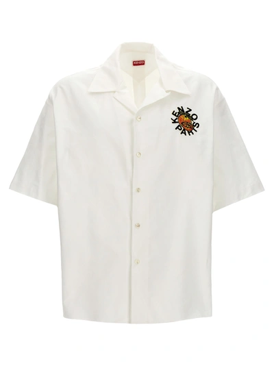 Kenzo Orange Cotton Shirt In White