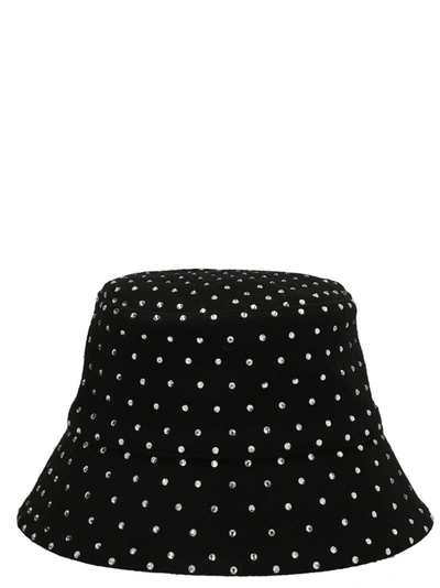 Ruslan Baginskiy Crystal Bucket Hat With Rhinestones And Polka Dot Pattern In Black