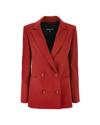 Patrizia Pepe Feather-detailing Double-breasted Blazer In R799martian Red