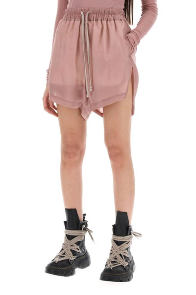 Rick Owens Sporty Shorts In Cupro In Pink