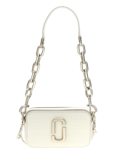 Marc Jacobs The Croc-embossed Snapshot In Cotton White