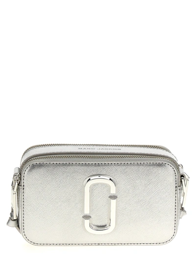 MARC JACOBS THE METALLIC SNAPSHOT CROSSBODY BAGS SILVER