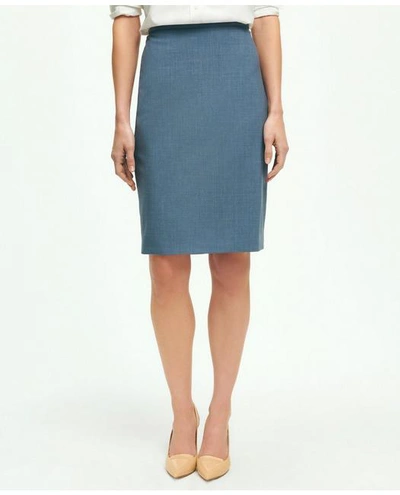 Brooks Brothers The Essential Stretch Wool Pencil Skirt | Light Blue | Size 8
