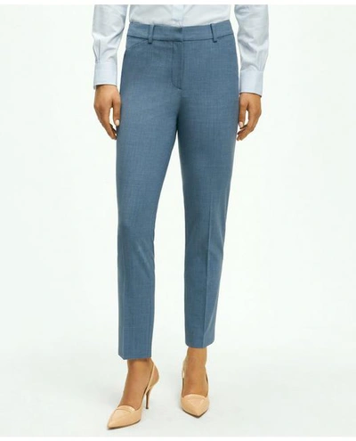 Brooks Brothers The Essential Stretch Wool Slim Crop Pants In Light Blue