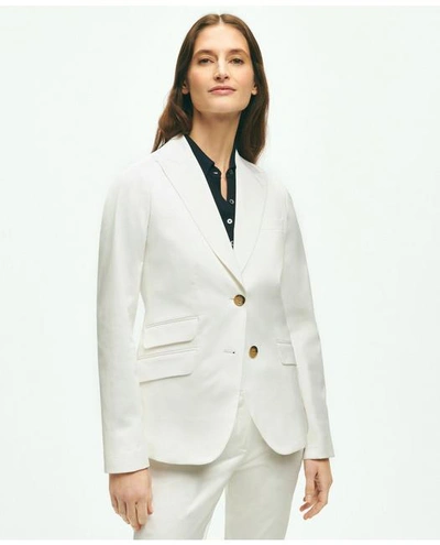 Brooks Brothers Peak Lapel Cotton Sateen Jacket | White | Size 8