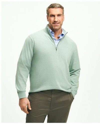 Brooks Brothers Big & Tall Supima Cotton Half-zip Sweater | Jade Heather | Size 3x Tall