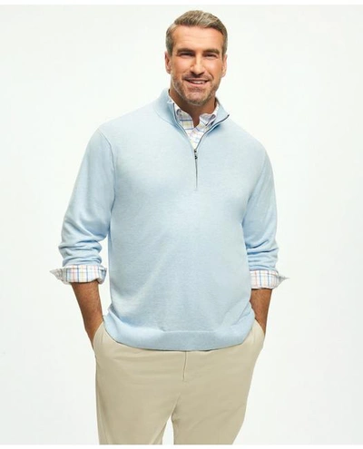 Brooks Brothers Big & Tall Supima Cotton Half-zip Sweater | Light Blue Heather | Size 1x Tall