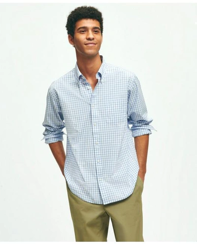 Brooks Brothers Friday Shirt, Poplin Gingham In Light Blue
