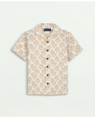 Brooks Brothers Kids'  Boys Tropical Print Camp Collar Shirt | Dark Beige | Size 6