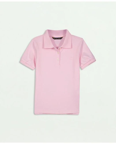 Brooks Brothers Kids'  Girls Cotton Pique Polo Shirt | Light Pink | Size 10