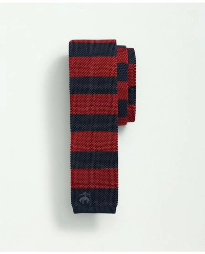 Brooks Brothers Silk Knit Bold Guard Striped Tie | Navy | Size L/xl