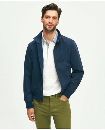 Brooks Brothers Harrington Jacket In Cotton Blend In Navy