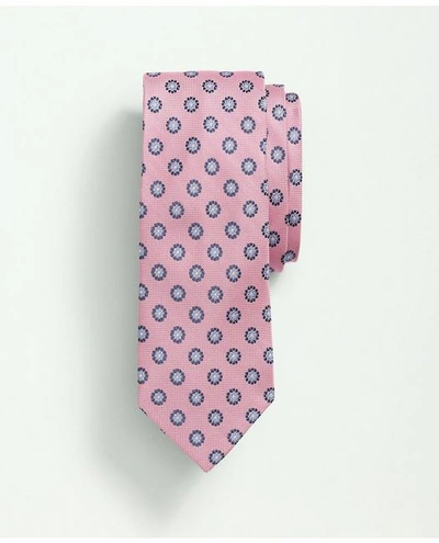 Brooks Brothers Silk Basketweave Double Flower Tie | Pink | Size Regular