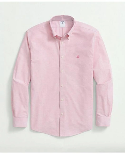 Brooks Brothers Stretch Cotton Non-iron Oxford Polo Button Down Collar Shirt | Pink | Size Xl