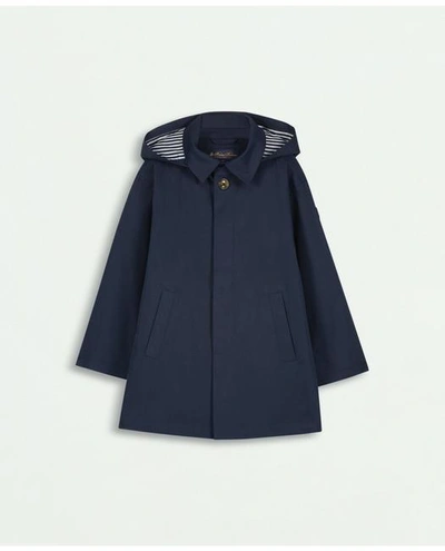 Brooks Brothers Kids'  Boys Rain Car Coat With Removable Hood | Navy | Size 12
