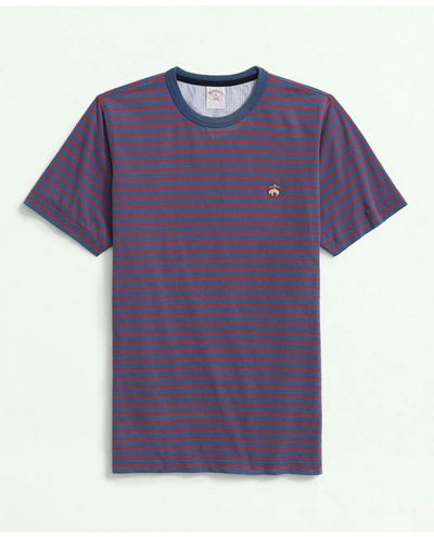 Brooks Brothers Peached Cotton Striped T-shirt | Blue | Size Small