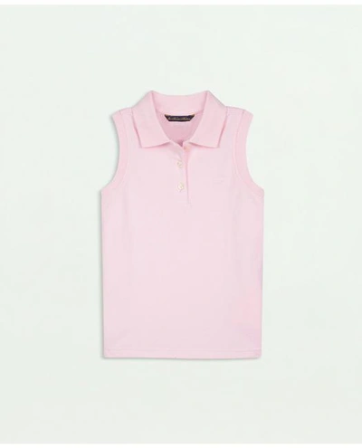 Brooks Brothers Kids'  Girls Sleeveless Pique Polo Shirt | Light Pink | Size 5