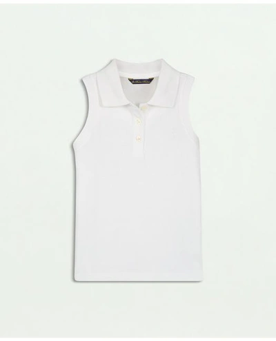 Brooks Brothers Kids'  Girls Sleeveless Pique Polo Shirt | White | Size 14
